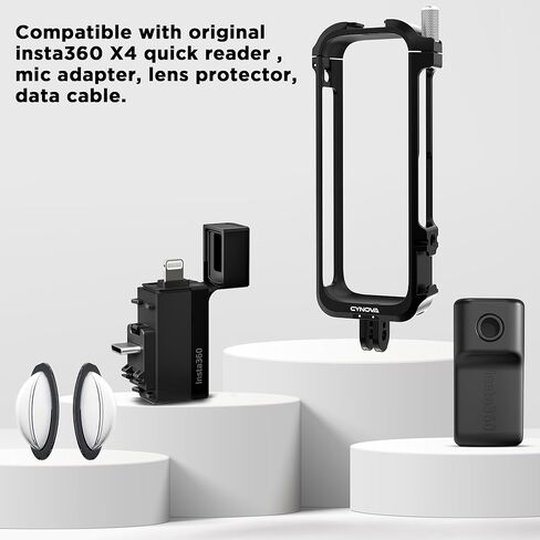 إطار المرافق CYNOVA Insta 360 X4 لملحقات insta360 X4، حافظة واقية Insta 360 X4 من الألومنيوم لملحقات Insta 360 X4، 2 حذاء بارد، حماية إضافية، مرونة التركيب in Kuwait