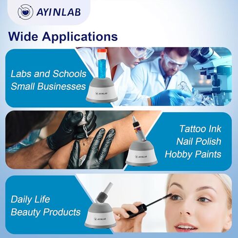 خلاط دوامي صغير مع وظيفة اللمس، خلاط دوامي للمختبر، طلاء أظافر، مواد لاصقة للرموش وخلط طلاء الأكريليك، يتضمن 120 كرة خلط من الفولاذ المقاوم للصدأ، 4 زجاجات، 1 قمع in Kuwait