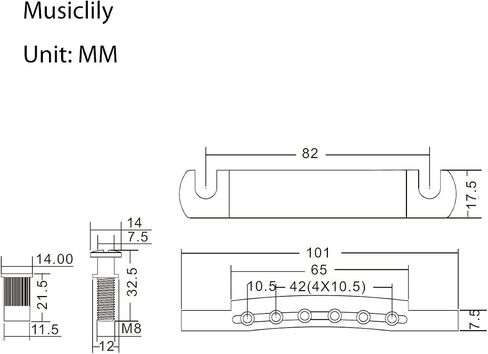 قطعة خلفية Musiclily Pro 52.5 مم TOM Tunematic لاستبدال غيتار Epiphone Les Paul من الصين، كروم in Saudi Arabia
