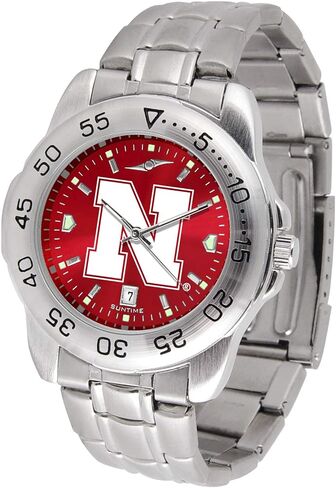 ساعة رياضية للرجال من صن تايم، NCAA Team، حزام من الفولاذ المقاوم للصدأ 20 ملم، قرص لامع عاكس مع التاريخ in Kuwait