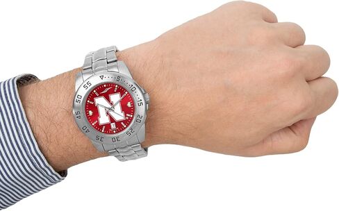 ساعة رياضية للرجال من صن تايم، NCAA Team، حزام من الفولاذ المقاوم للصدأ 20 ملم، قرص لامع عاكس مع التاريخ in Kuwait