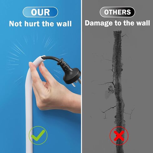 UOMTFAI Wall Cord Hider 118 Inch - Self-Adhesive Wire Cover Raceway for Walls, Flexible PVC Cable Concealer for Home and Office, W0.59 H0.39in - White in Kuwait