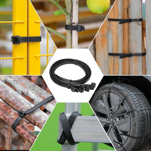 Long Zip Ties Heavy Duty 24 inch，400 LBS Tensile Strength With Double Sided Toothed Super Durable Cable Ties ，Extra Large Wire Ties Adjustable Nylon Tie Wraps for Indoor Outdoor （100 Pack Black） in Saudi Arabia