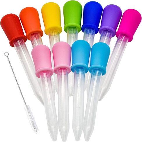 11 Pcs Eye Droppers for Kids - 5ml Silicone Plastic Pipettes Liquid Transfer Dropper for Crafts Science Water Play Candy Gummy Molds in Saudi Arabia