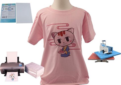 ورق نقل حراري للنسيج الخفيف، ورق نقل حراري نافث للحبر مقاس 8.5 بوصات و11 بوصة، حزمة العملاء 10 أوراق، بواسطة Unewprint (8.3 بوصات و11.7 بوصة) in Kuwait