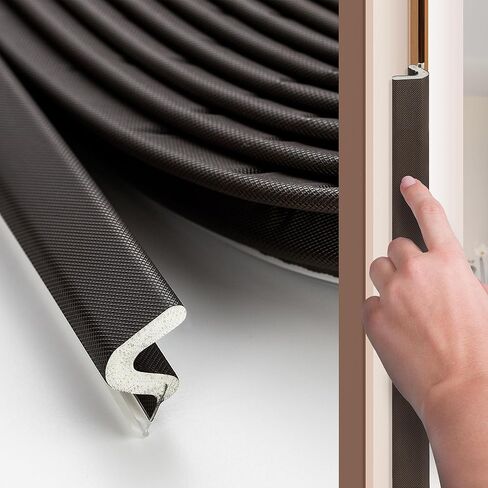 Weather Stripping Door Seal Strip 26FT Door Soundproofing V-Shape Sound Proof Door Sealers for Door Frame, Door Insulation Strip for Large Gap，Brown in Kuwait