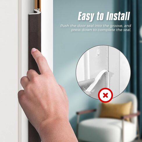 Weather Stripping Door Seal Strip 26FT Door Soundproofing V-Shape Sound Proof Door Sealers for Door Frame, Door Insulation Strip for Large Gap，Brown in Kuwait