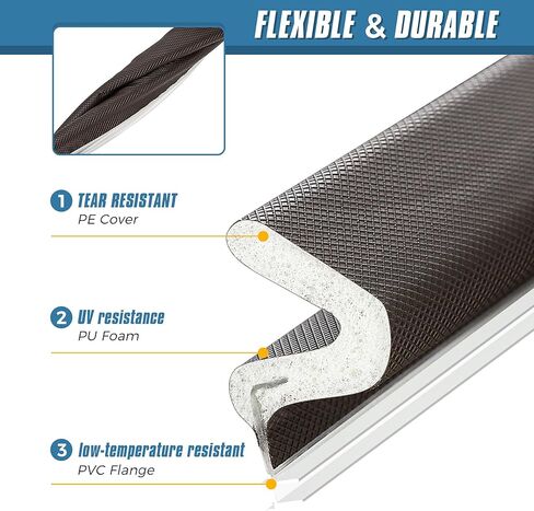Weather Stripping Door Seal Strip 26FT Door Soundproofing V-Shape Sound Proof Door Sealers for Door Frame, Door Insulation Strip for Large Gap，Brown in Kuwait