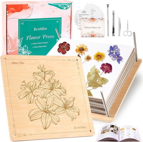 مكبس زهور كبير، 10.8 × 10.8 بوصة، 10 طبقات مجموعة ضغط الزهور الخشبية للضغط على الزهور التي يمكنك صنعها بنفسك للحفاظ على نباتات الزهور المضغوطة in Kuwait