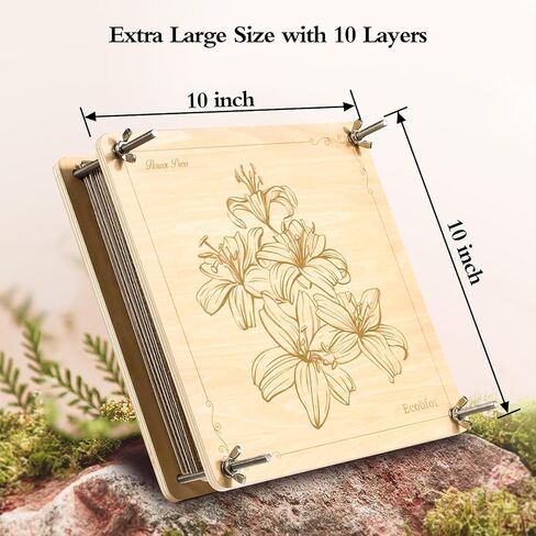 مكبس زهور كبير، 10.8 × 10.8 بوصة، 10 طبقات مجموعة ضغط الزهور الخشبية للضغط على الزهور التي يمكنك صنعها بنفسك للحفاظ على نباتات الزهور المضغوطة in Kuwait