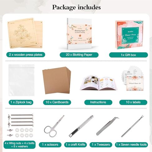 مكبس زهور كبير، 10.8 × 10.8 بوصة، 10 طبقات مجموعة ضغط الزهور الخشبية للضغط على الزهور التي يمكنك صنعها بنفسك للحفاظ على نباتات الزهور المضغوطة in Kuwait