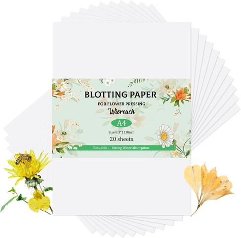 Blotting Paper for Flower Press, 20 Sheets Flower Press Paper Highly Absorbent and Reusable Blotter Paper for Flower Art A4 Size 8.26 x 11.4 inch in Saudi Arabia