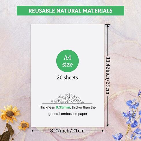 Blotting Paper for Flower Press, 20 Sheets Flower Press Paper Highly Absorbent and Reusable Blotter Paper for Flower Art A4 Size 8.26 x 11.4 inch in Saudi Arabia