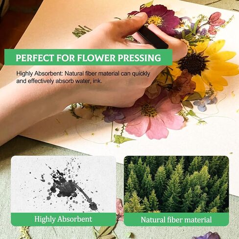 Blotting Paper for Flower Press, 20 Sheets Flower Press Paper Highly Absorbent and Reusable Blotter Paper for Flower Art A4 Size 8.26 x 11.4 inch in Saudi Arabia