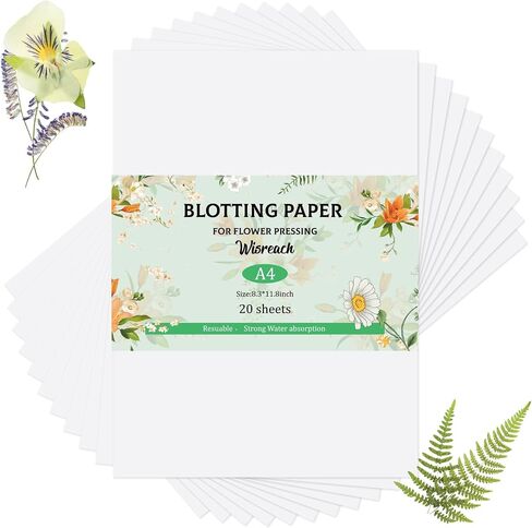Blotting Paper for Flower Press, 20 Sheets Flower Press Paper Highly Absorbent and Reusable Blotter Paper for Flower Art A4 Size 8.26 x 11.4 inch in Saudi Arabia
