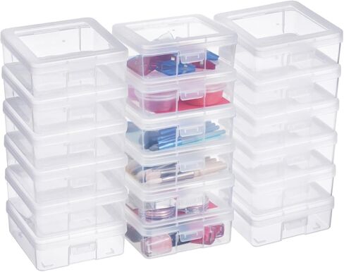 Organizing Container with Latching Lids,Stackable Plastic Empty Storage Boxes for Office,Lego,Crayon and Other Craft Projects (18 Pack-Clear) in Saudi Arabia