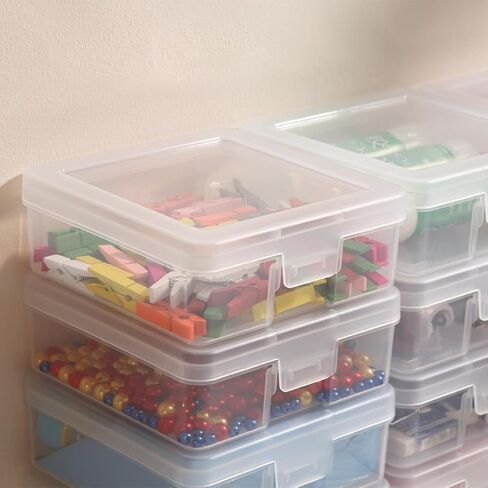 Organizing Container with Latching Lids,Stackable Plastic Empty Storage Boxes for Office,Lego,Crayon and Other Craft Projects (18 Pack-Clear) in Saudi Arabia
