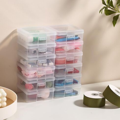 Organizing Container with Latching Lids,Stackable Plastic Empty Storage Boxes for Office,Lego,Crayon and Other Craft Projects (18 Pack-Clear) in Saudi Arabia