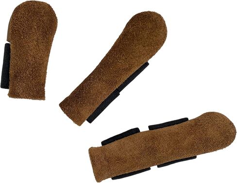 Thumb and Finger Guards (3 Pieces), Comfortable Protection for Fingers, Full Grain Leather, Handmade Carpenter Carving Accessories, Bourbon Brown in Saudi Arabia