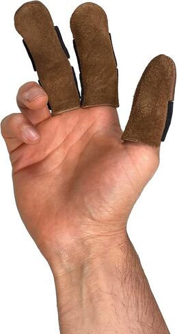 Thumb and Finger Guards (3 Pieces), Comfortable Protection for Fingers, Full Grain Leather, Handmade Carpenter Carving Accessories, Bourbon Brown in Saudi Arabia
