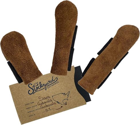Thumb and Finger Guards (3 Pieces), Comfortable Protection for Fingers, Full Grain Leather, Handmade Carpenter Carving Accessories, Bourbon Brown in Saudi Arabia