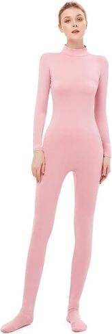 Long Sleeve Unitard Mock Turtleneck Footed Spandex Bodysuit Costume Jumpsuit Adult Unisex in Saudi Arabia