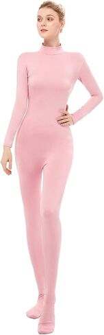 Long Sleeve Unitard Mock Turtleneck Footed Spandex Bodysuit Costume Jumpsuit Adult Unisex in Saudi Arabia