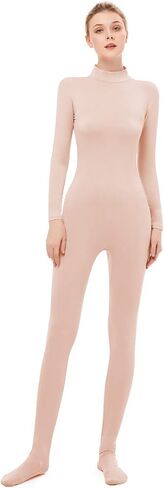 Long Sleeve Unitard Mock Turtleneck Footed Spandex Bodysuit Costume Jumpsuit Adult Unisex in Saudi Arabia