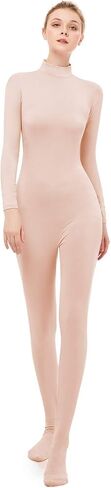 Long Sleeve Unitard Mock Turtleneck Footed Spandex Bodysuit Costume Jumpsuit Adult Unisex in Saudi Arabia