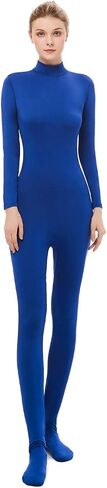 Long Sleeve Unitard Mock Turtleneck Footed Spandex Bodysuit Costume Jumpsuit Adult Unisex in Saudi Arabia