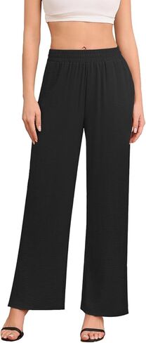 DILIUXING Women's Wide Leg Lounge Pants with Pockets Side Slits Lightweight High Waisted Loose Trouser in Saudi Arabia