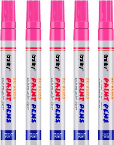 5 Colors Oil-Based Paint Markers, Waterproof Quick Dry Permanent Paint Pen for Rocks Painting, Wood, Fabric, Plastic, Canvas, Glass, Mugs, Metal, Tire, Stone, DIY Craft in Saudi Arabia