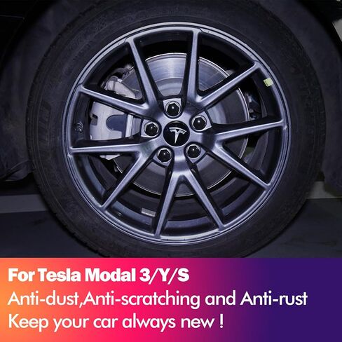أغطية مركز العجلة/أغطية محور العجلة غطاء مركزي لطراز Tesla 3، Y، S/X، مع 4 أغطية مركزية فضية + 20 أغطية صامولة للعجلة ملحقات Tesla in Kuwait