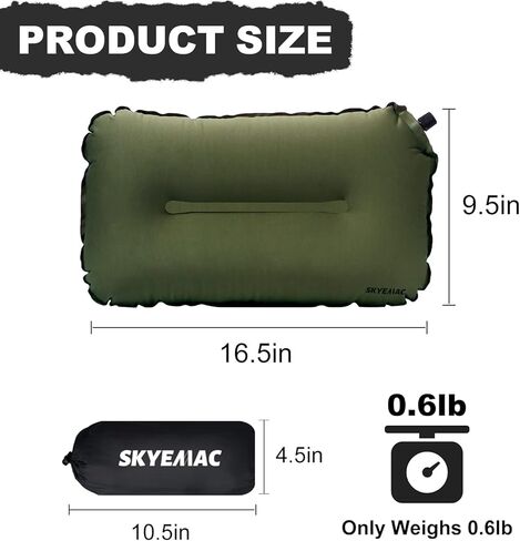 Inflatable Camping Pillow for Sleeping - Self Inflating Travel Camp Pillow Ultralight Backpacking Pillow Blow Up Air Pillow for Neck Lumbar Support with Carry Bag in Kuwait