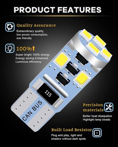 UNXMRFF - Super Bright 194 LED Bulb Amber/Yellow Canbus Error Free, T10 168 2825 W5W LED Bulbs for Interior Car Light Bulbs Dome Map License Plate Trunk Cargo Lights, (10PCS) in Saudi Arabia