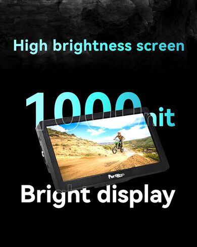 شاشة كاميرا Portkeys HD7H الميدانية مقاس 7 بوصات 1000nit عالية السطوع مع مفاتيح اختصار علوية مناسبة لمعظم حامل حامل DSLR لبطارية NP-F 970/750/550 in Kuwait