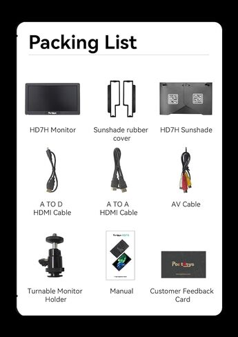 شاشة كاميرا Portkeys HD7H الميدانية مقاس 7 بوصات 1000nit عالية السطوع مع مفاتيح اختصار علوية مناسبة لمعظم حامل حامل DSLR لبطارية NP-F 970/750/550 in Kuwait