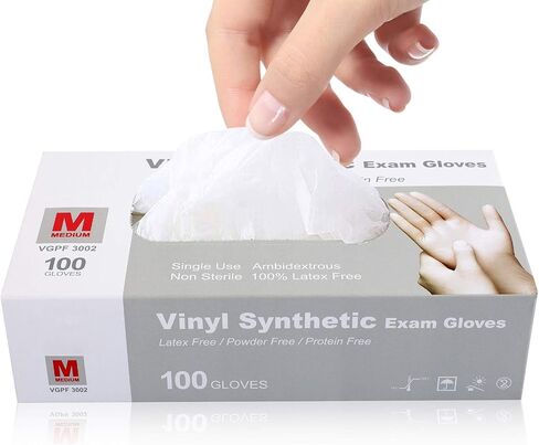 Disposable Medical Clear Vinyl Exam Gloves Industrial Gloves - Latex-Free & Powder-Free 100PCS - Medium in Saudi Arabia