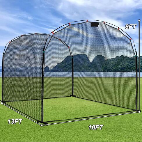 Baseball Batting Cage,Heavy Duty Baseball Training Cage,Stabilized Batting Cages with Ground Inserts, Batting Cages for Backyard,13x10x8ft in Saudi Arabia