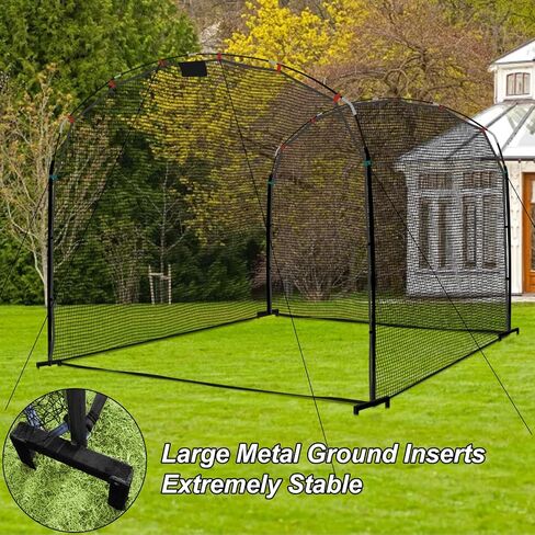 Baseball Batting Cage,Heavy Duty Baseball Training Cage,Stabilized Batting Cages with Ground Inserts, Batting Cages for Backyard,13x10x8ft in Saudi Arabia