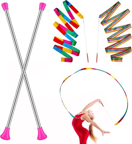 4 Pieces 26 Inch Twirling and Marching Christmas Baton - Standard Stainless Steel Mini Shaft Rod with Rubberized Tips - Complete with Dance Ribbon Streamer in Saudi Arabia
