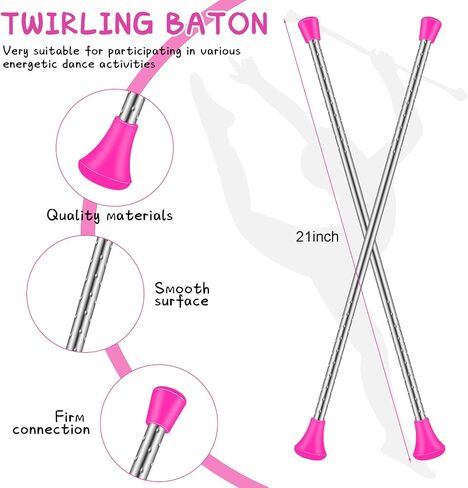 4 Pieces 26 Inch Twirling and Marching Christmas Baton - Standard Stainless Steel Mini Shaft Rod with Rubberized Tips - Complete with Dance Ribbon Streamer in Saudi Arabia