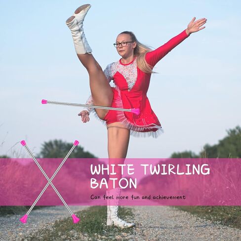 4 Pieces 26 Inch Twirling and Marching Christmas Baton - Standard Stainless Steel Mini Shaft Rod with Rubberized Tips - Complete with Dance Ribbon Streamer in Saudi Arabia
