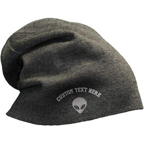 Speedy Pros Slouchy Beanie for Men Silver Alien Face Embroidery Winter Hats Women Skull Cap in Saudi Arabia