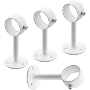 4pcs ستارة حامل قضيب القضيب قابلة للتعديل مع خطافات قضيب مع مجموعة من الفولاذ المقاوم للصدأ مثبتة على الجدار المسمار للفندق المطبخ الحمام (أسود ، 32 ملم) in Kuwait