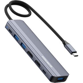 محول USB C Hub Ethernet HDMI متعدد المنافذ لجهاز MacBook Pro/Air، iPad، قاعدة كمبيوتر محمول مع USB A/C بسرعة 5 جيجابت في الثانية، 1 جيجابت في الثانية RJ45 جيجابت إيثرنت، 4K 30 هرتز HDMI، 100 وات عبر الشحن in Kuwait