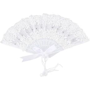 Handheld Pearl Lace Fan Elegant Decorative Fan for Weddings Stage Performances and Dance Parties Unique Bridal Accessory for Summer Events in Kuwait
