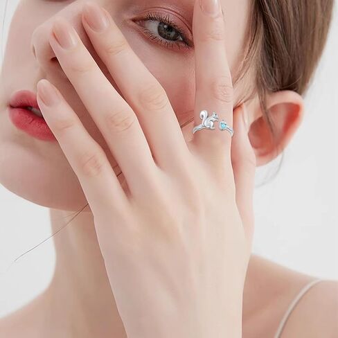 OHAYOO Dog Paw Print Ring for Women 925Sterling Silver Paw Print Moonstone Open Ring Adjustable Pet Puppy Paw Ring Jewelry for Women in Saudi Arabia