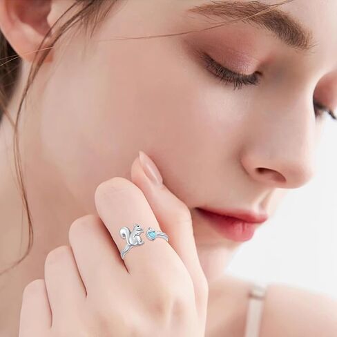 OHAYOO Dog Paw Print Ring for Women 925Sterling Silver Paw Print Moonstone Open Ring Adjustable Pet Puppy Paw Ring Jewelry for Women in Saudi Arabia