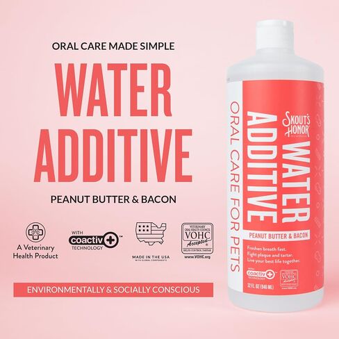 SKOUT'S HONOR: Oral Care Water Additive for Dogs & Cats - Peanut Butter & Bacon 32oz in Saudi Arabia